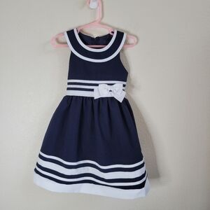 Bonnie Jean Exclusive Navy and White Sailor Dress with Bow Girls Size 4